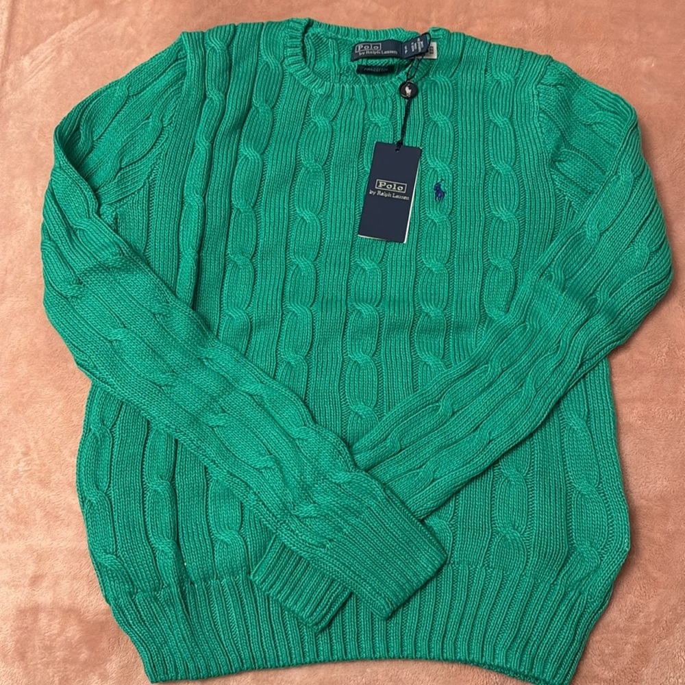 Polo Ralph Lauren green cableknit sweater
